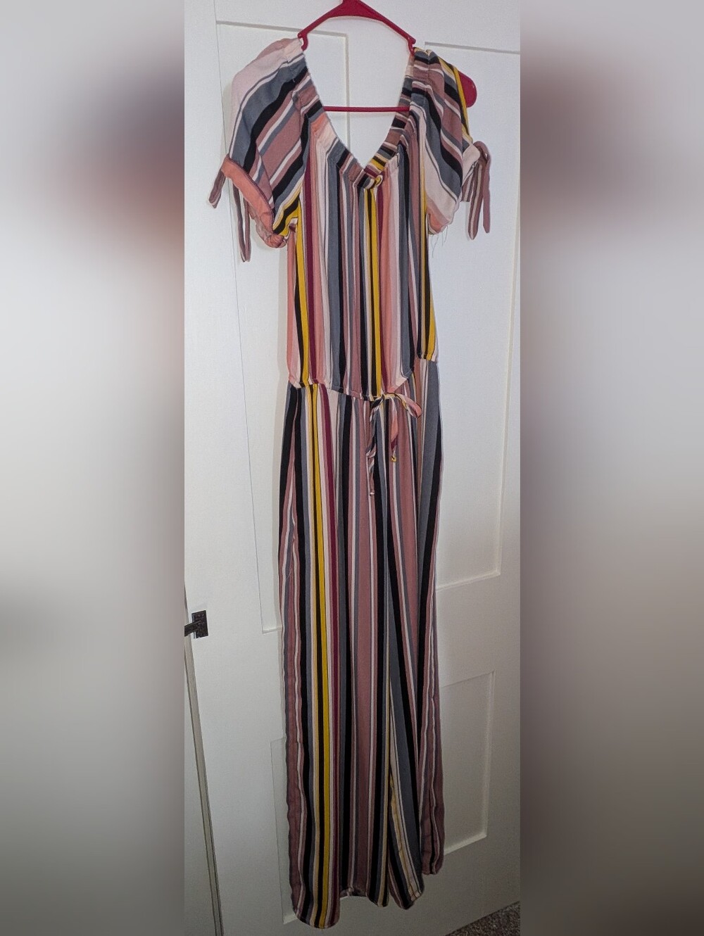 Xhilaration Striped Romper in Pink, Black, Yellow and Cream